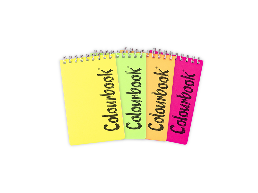 Block notes A7 a spirale Assortimento block notes A7 a spirale in 4 colori fluo