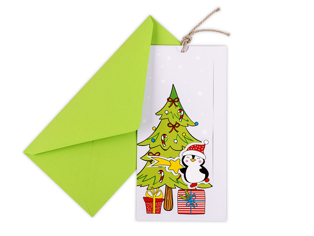 Biglietto di Natale a scorrimento Pinguino