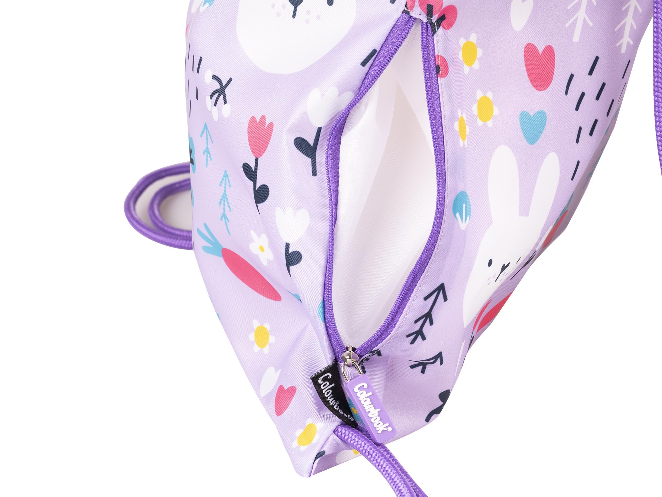 Tasca laterale zaino a sacca viola bunny