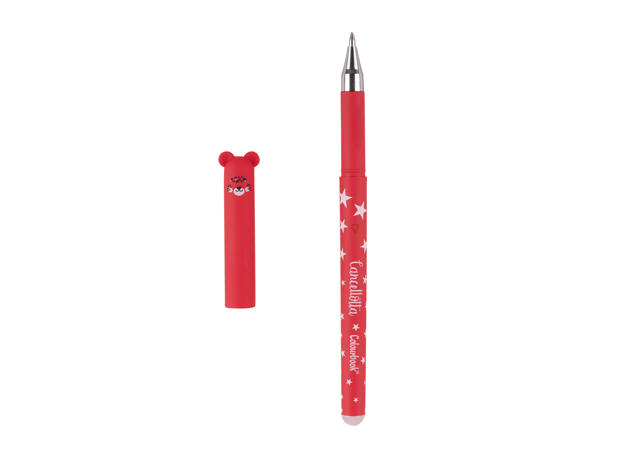 Dettaglio penna gel cancellabile Cancellotta Glam inchiostro rosso red glam