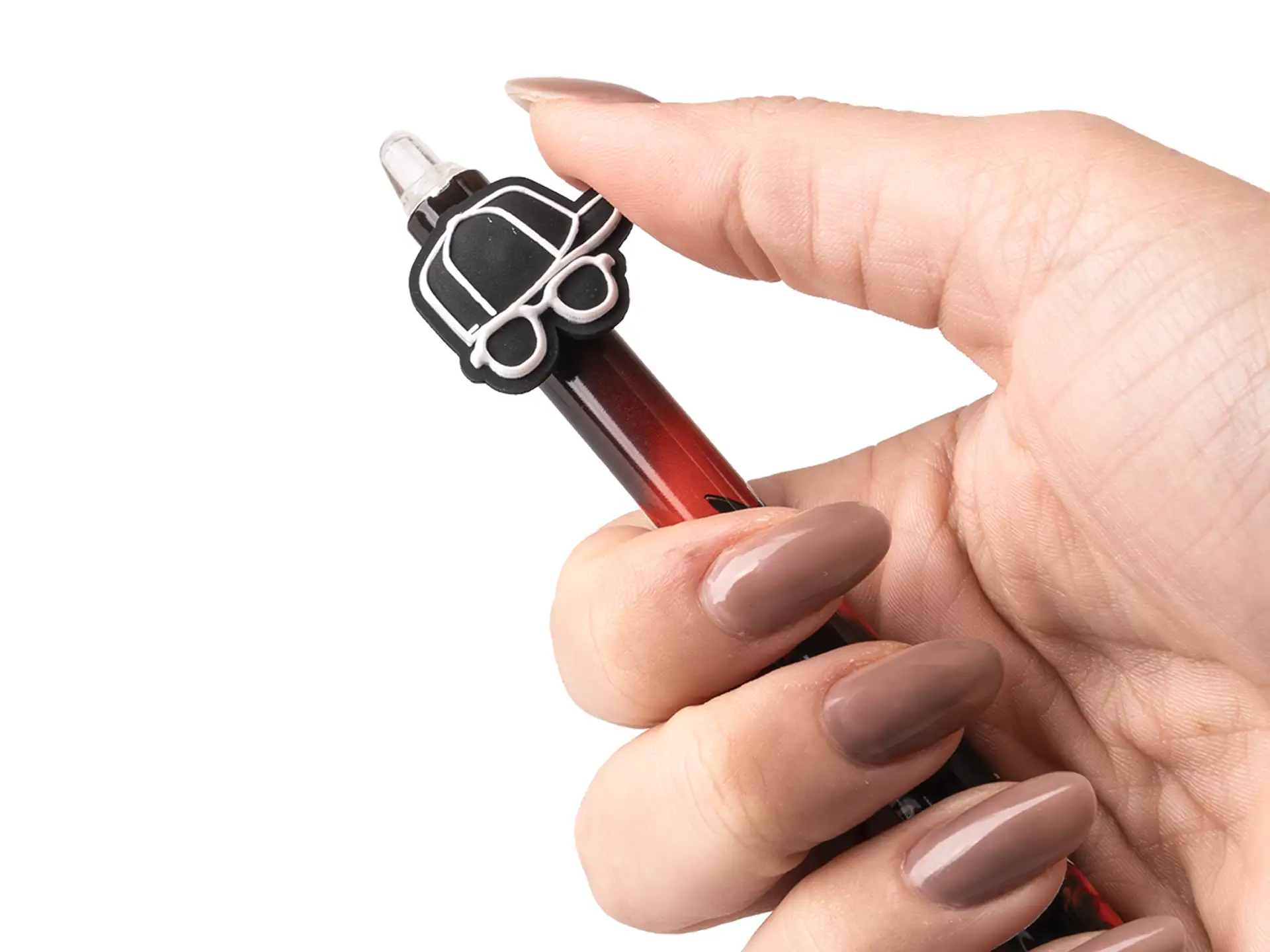 scatto penna a sfera Geolier con topper live rosso