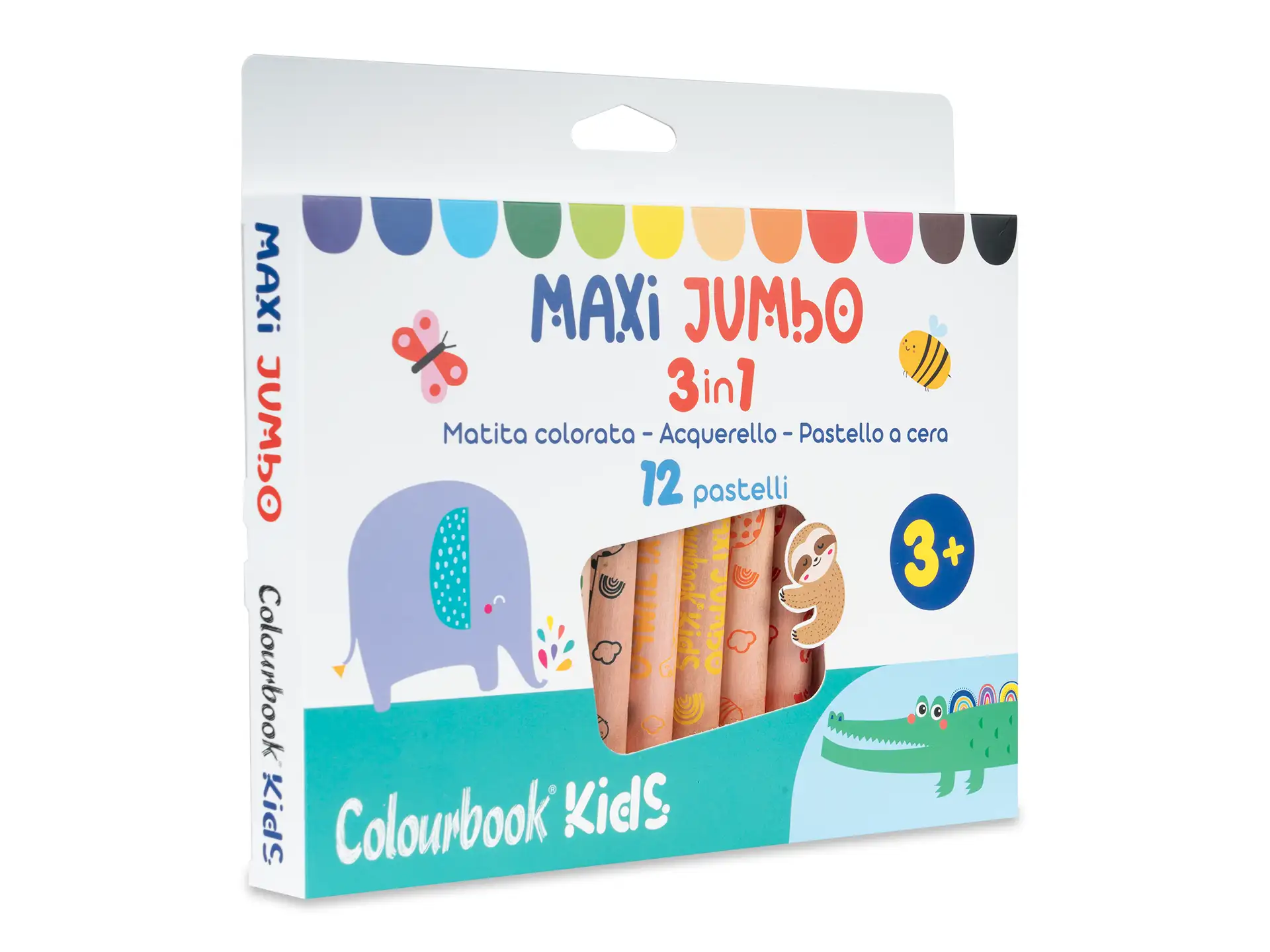 set 12 pastelli multifunzione maxi jumbo 3in1