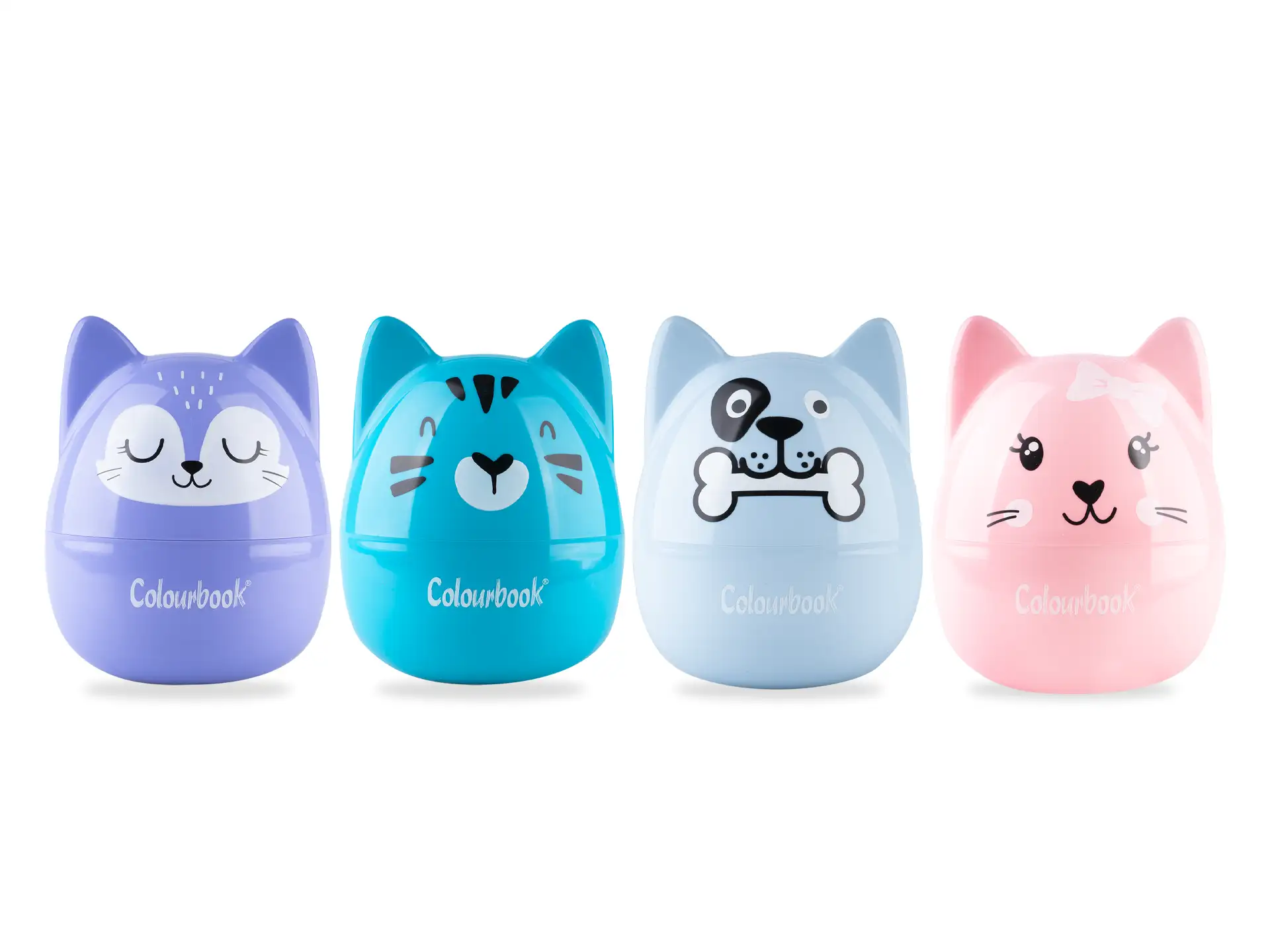 Collezione Happy Box Cancellotte Colourbook: 4 scatole regalo in plastica con personaggi assortiti