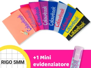 Set 6 quaderni A4 Bicolor Rigo 5mm - Quadretti scuole medie e superiori + omaggio